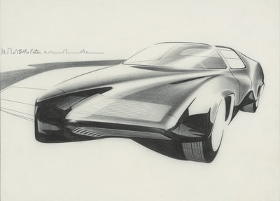 Sketch by Bill Porter, Chief Designer Pontiac Studio, Exterior Production. Copyright Restricted.